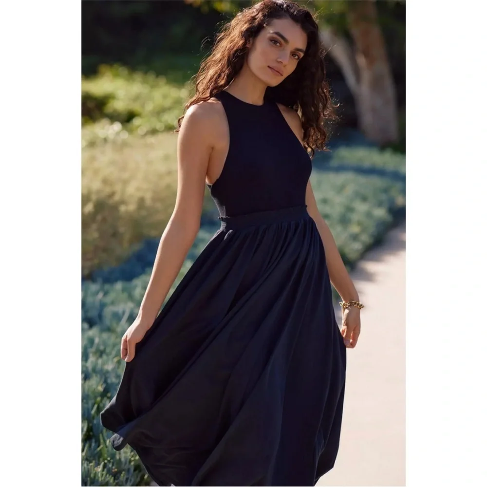 Anthropologie Daily Practice Jump High Cut Out Dress in Black - Picture 1 of 12